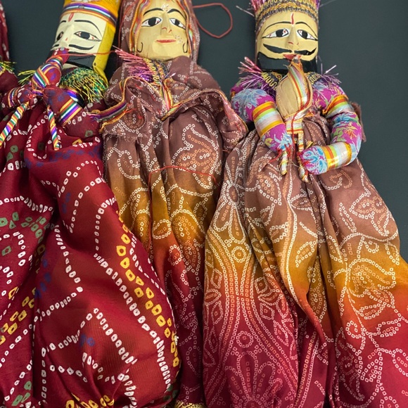 Vintage Handmade Indian Kathputli Puppet Doll Pair - Picture 5 of 7